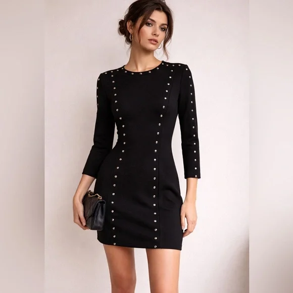 Michael Kors Black Studded Sheath sexy dress Size 6 - Picture 1 of 6